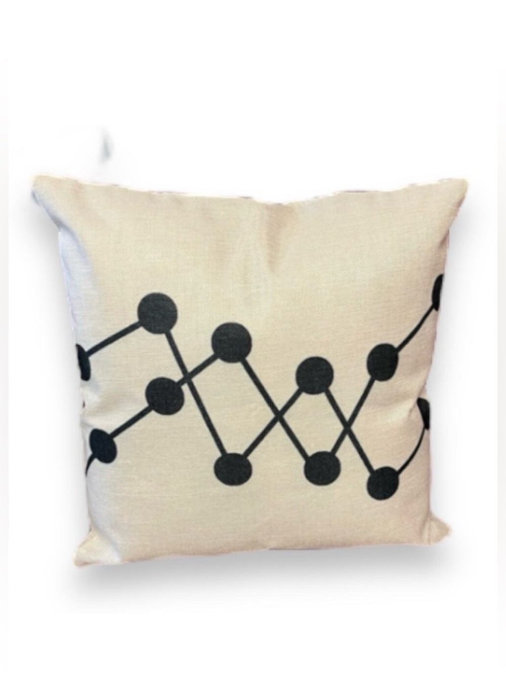 70s Art Deco vibe on geometric linen accent throw pillow cover NEW 18" x 18"